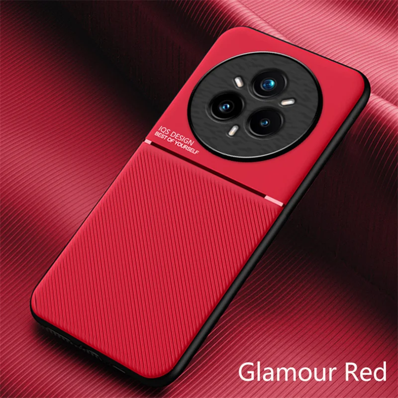 Voor Realme 14 Pro Plus 5g Case Luxe Zacht Leer Telefoon Gevallen voor Realme 14 pro plus Auto magnetische Houder Cover: Rood