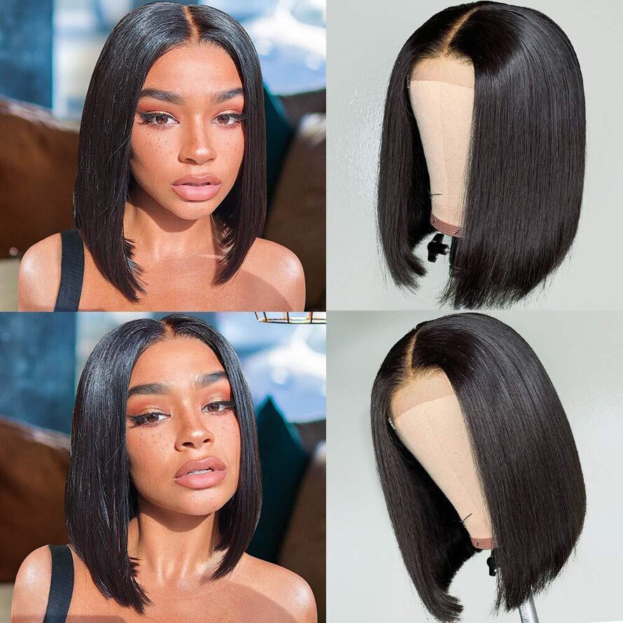 Synthetic Hair Bob Lace Front Wigs Pre Plucked Straight Lace Frontal Wig Lace Front Short Bob Wig