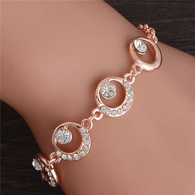 SHUANGR 1pc Rose Goud Kleur Wit Kristallen Vonken Hollow Chain Link Bangle Armband 7 ontwerpen TH358-TH364: H364