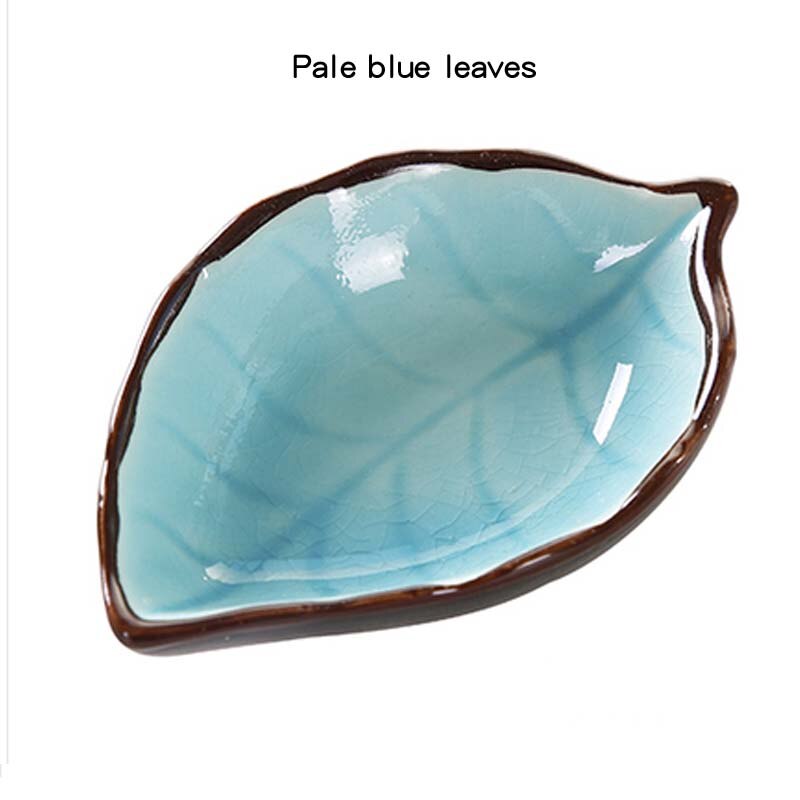 Keukengerei Snack Kleine Plaat Voor Voedsel Keramische Kant Dishe Servies Fruitschaal Saus Dishe Serveren Cartoon Tafel Decoratie: Pale blue leaves
