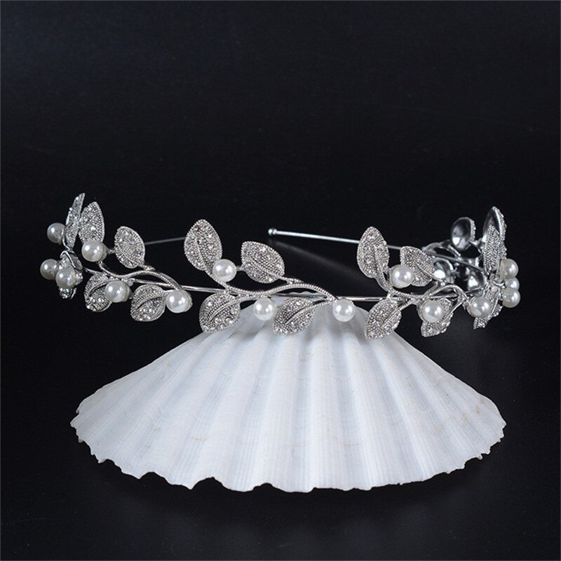 CC Haarband Tiara En Kronen Elegante CZ Eenvoudige Bruiloft Haaraccessoires Voor Bruid Engagement Sieraden Bladvorm HG008