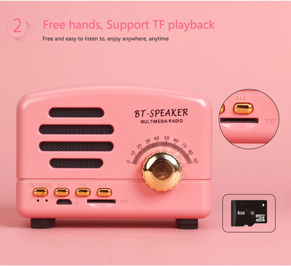 Ostart Retro Draagbare Bluetooth Speaker Retro Mini Draagbare Draadloze Bluetooth Speaker Radio Usb/Tf Card Muziek Speler Muziekdoos