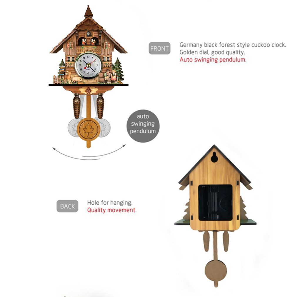 Retro Nordic style Living Room Decoration Quartz Cuckoo Clock Forest House With Moving Train With Music Home Decoration