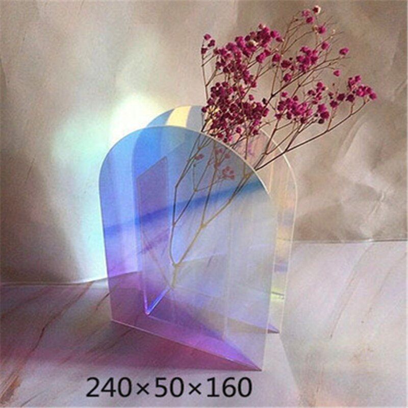 Nordisk regnbue farverig akryl vase kunst geometrisk sollys solopgang daggry vaser til boligdekorationer stue desktop indretning: Stil d