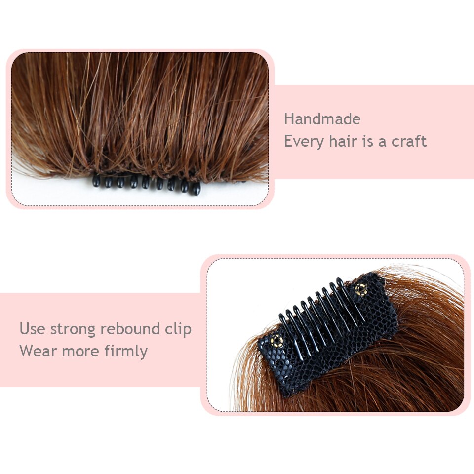 HUAYA Handmade Natural Bangs Hair Extension Heat Resistant Fiber Wigs Bangs Women's' Middle Part Hairstyle Bangs Clip