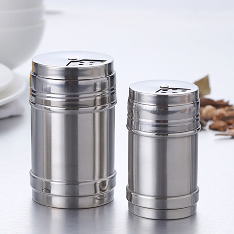 Spice Jar Rotating Cover Salt Sugar Bottle Multi-purpose Spice Pepper Shaker Seasoning Can Stainless Steel Kitchen Gadgets 1Pc