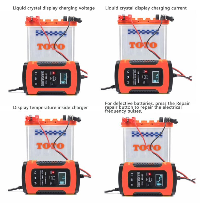Intelligent Battery Charger 12V 5A Pulse Repair Storage With LCD Display