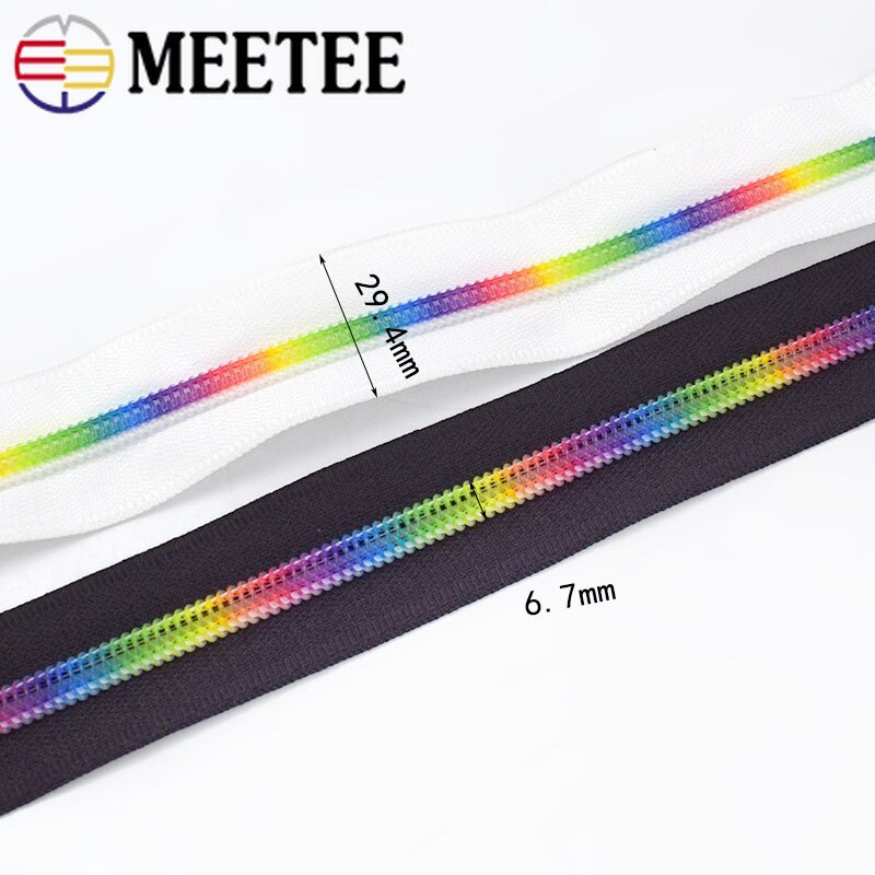 Meetee 2M/5M/10M 5 # Nylon Gekleurde Tand Rits Zwart Wit Doek Code Laden rits Diy Thuis Textiel Zak Naaien Accessoires
