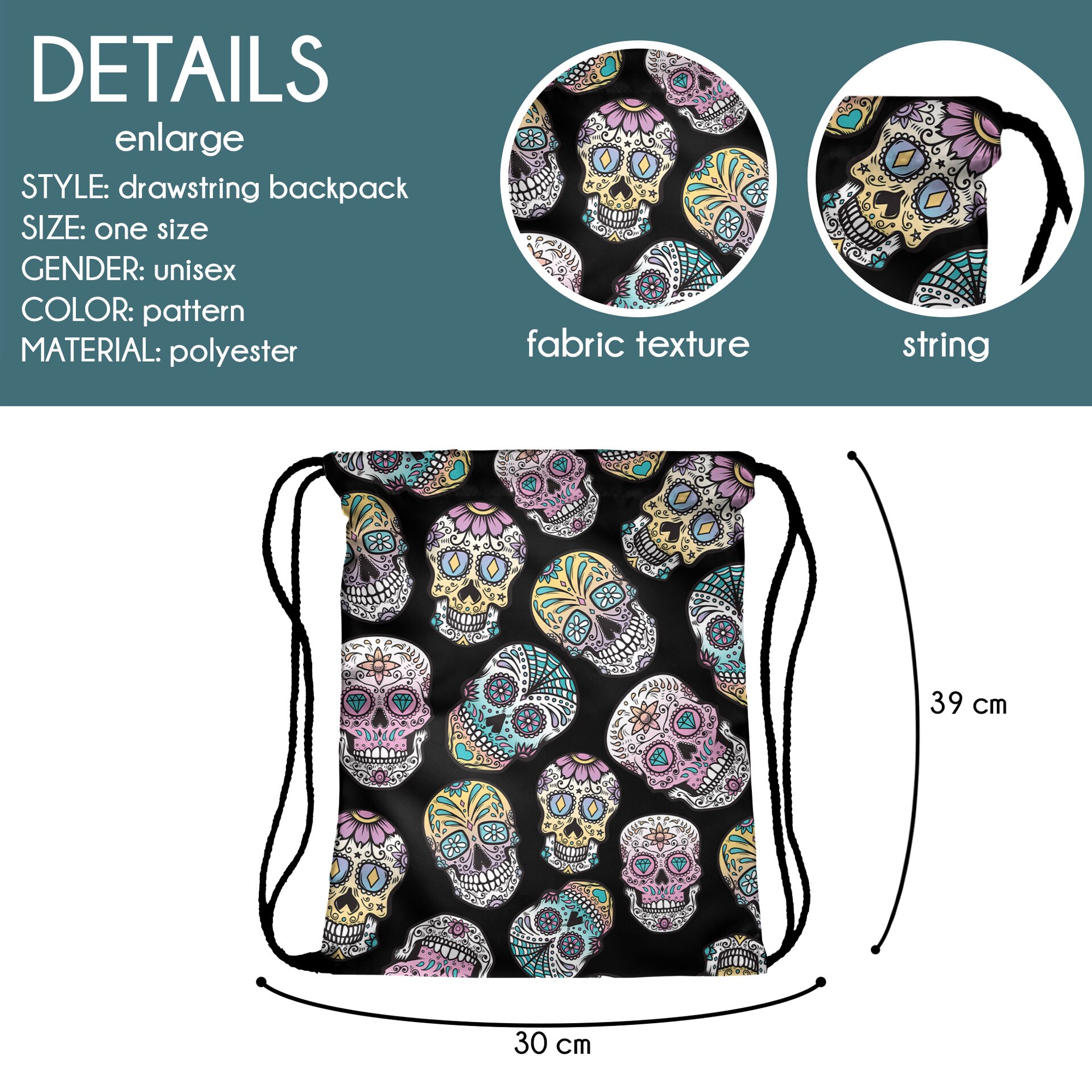 Impression 3D sac à cordon voyage toile dessiner chaîne sac crâne pieuvre motif Harajuku gothique sac à dos cartable