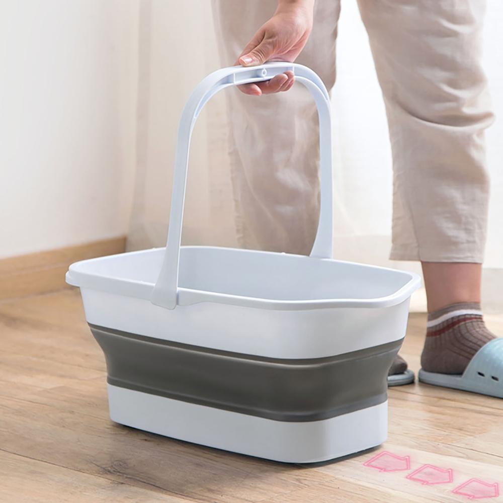 Grand seau de stockage d'eau en plastique pliable, rectangulaire et Portable, serpillière de sol pliable, pour le nettoyage, la pêche et la voiture