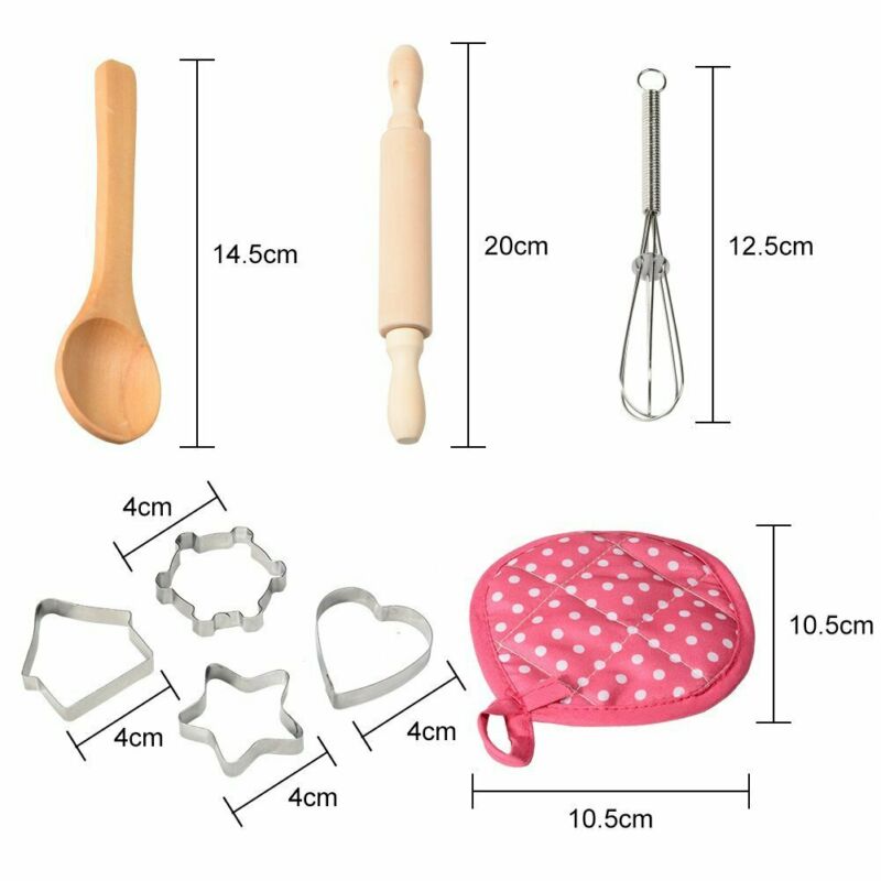 11Pcs Rollenspel Kinderen Keuken Koken Bakken Meisjes Speelgoed Fornuis Play Set Kinderen Kids Keuken Bakken set Hoed + Schort