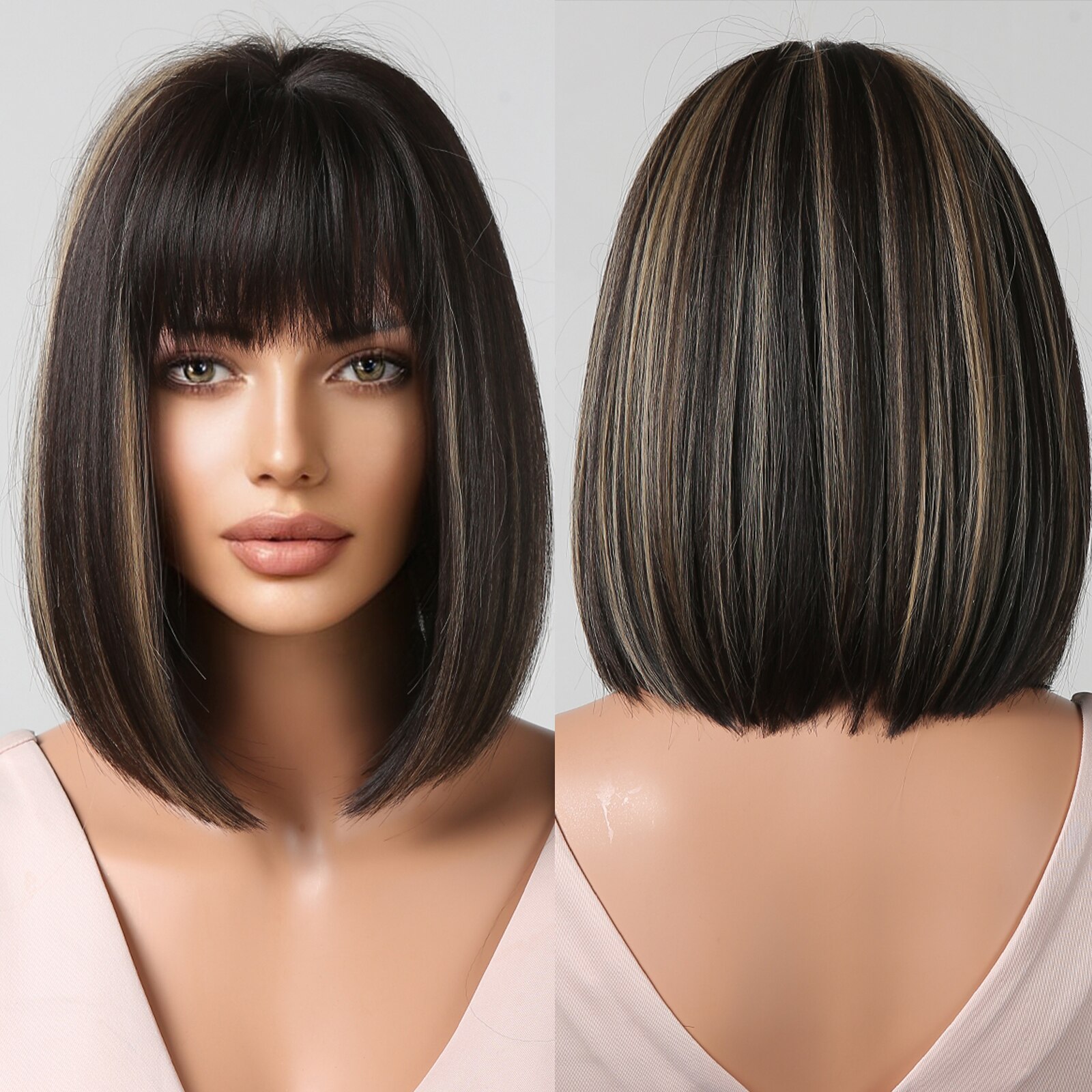 Vinho curto vermelho Bob perucas para mulheres Borgonha Bob perucas com Franja grossa peruca sintética resistente ao calor