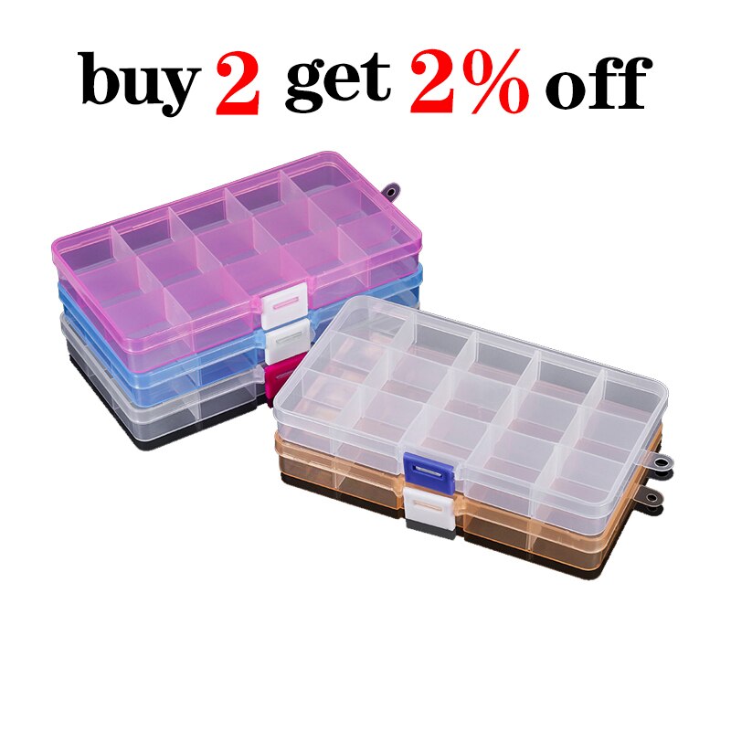 Grids Adjustable Plastic Jewelry Beads Storage Box Case Container Organize For Craft Jewelry Display Boxs Supplies