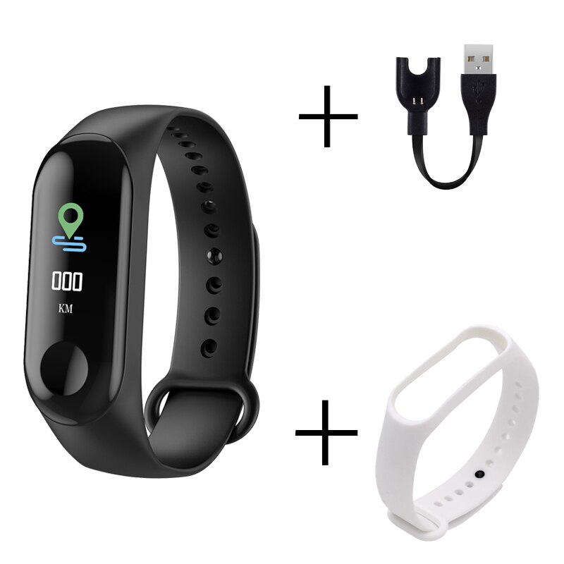 Smart Armband Kleurenscherm Hartslag Running Fitness Armband Bluetooth Horloge Activiteit Tracker Mannen Vrouwen Sport Smart Horloges: B white