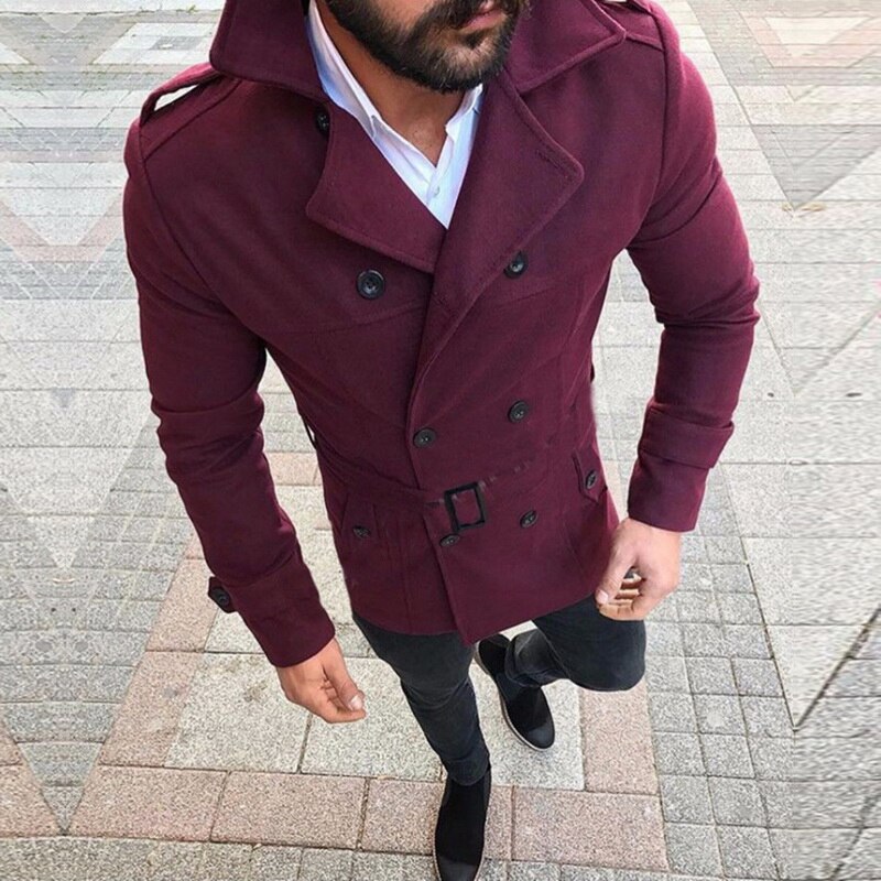 Trench Coat Men Classic Double Breasted Mens Long Coat Mens Clothing Long Jackets Coats British Style Overcoat