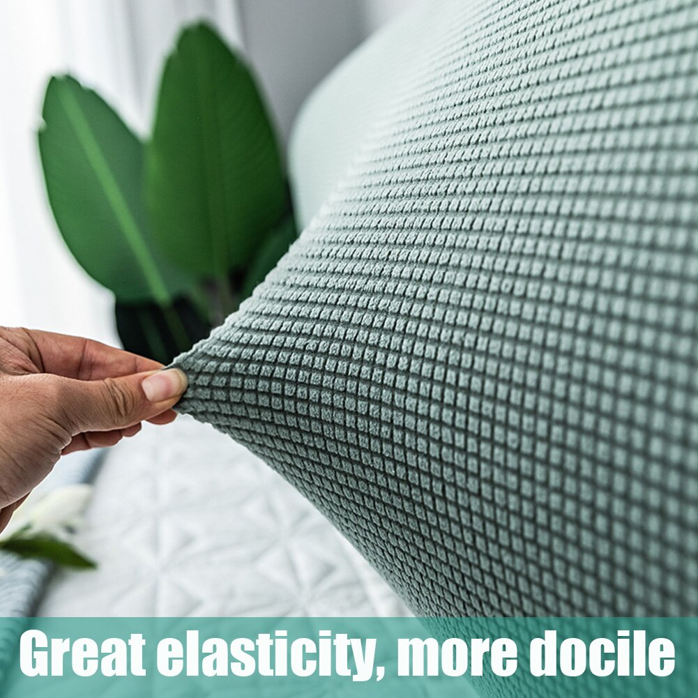 Sovrum inredning slipcover nordisk stil ryggstöd hotell elastiskt dammtätt skydd jacquard solid mjuk stretch hem sänggavel lock