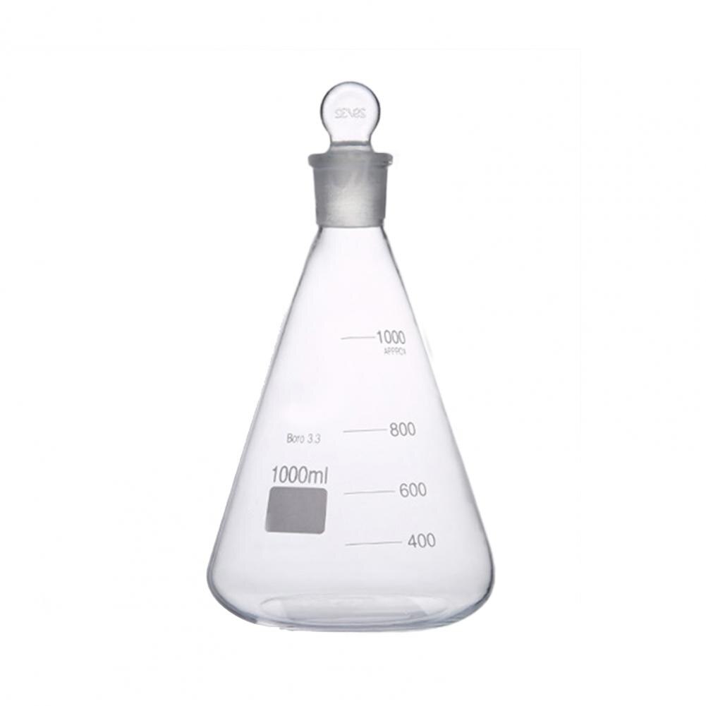 ! Frasco cónico triangular de cristal sin plomo para laboratorio, con tapón, abertura estrecha, 50-1000ml: 1000ml