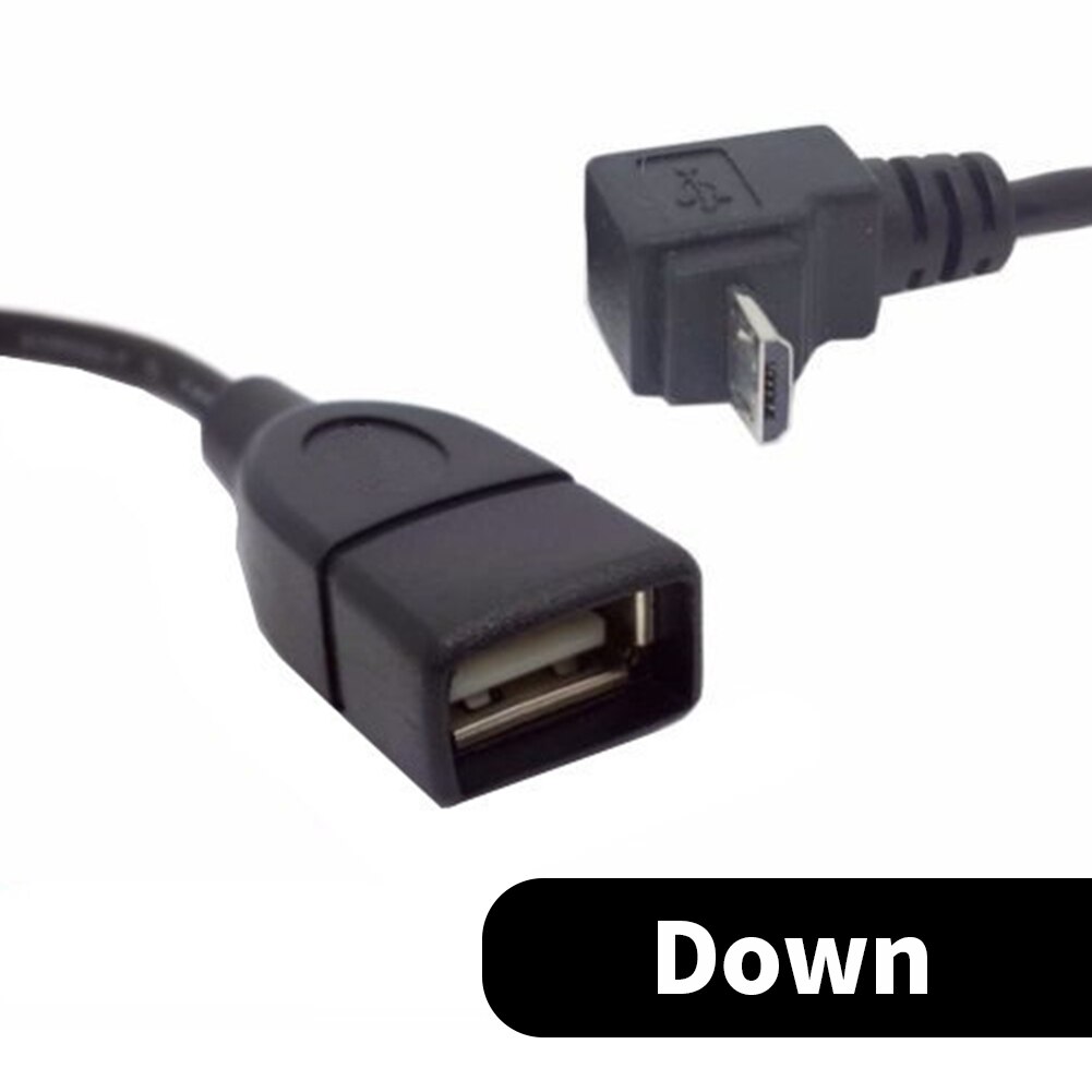 90 graders vinkel usb 2.0 a hun til mikro 5 ben usb b han retvinklet otg kort adapter kabel: Ned