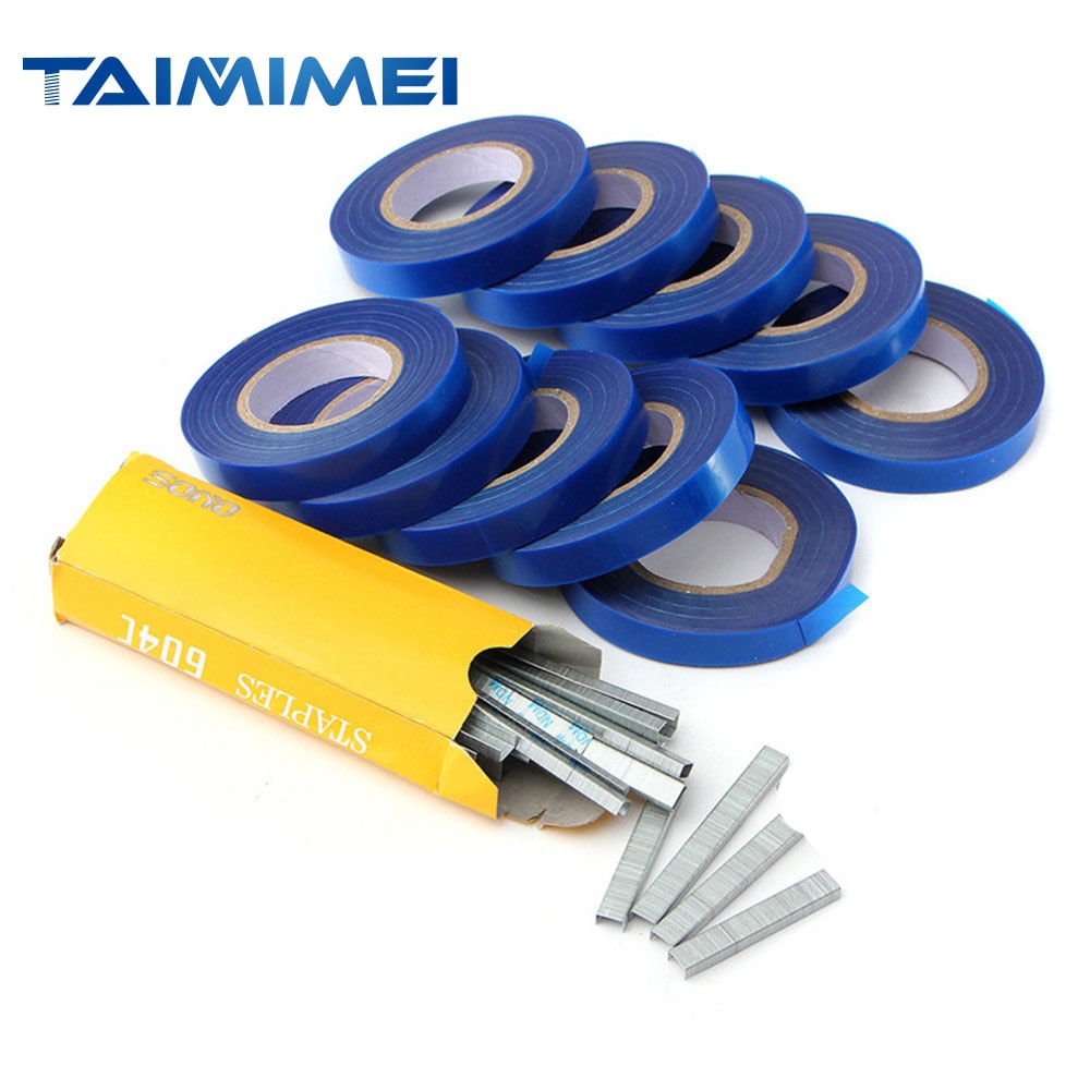 Allome Koppelverkoop Machine Plant Tuin Plant Tapetool Tapener 10 Rolls Tape Set Voor Groente, Druif, Tomaat, komkommer, Peper Bloem