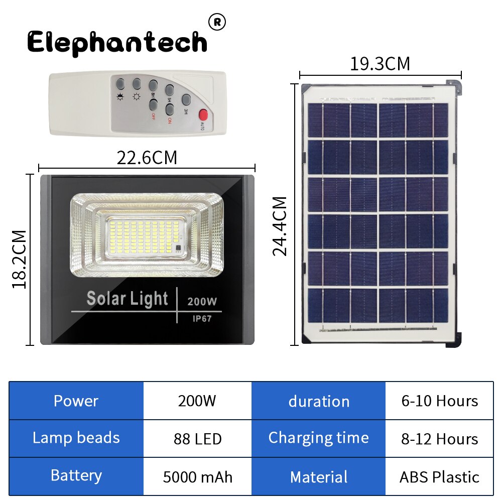 300W LED Solar Light 100W 200W 65W 4/6 COB Outdoors Sun Light Battery Lamp Motion Sensor Garden LED Solar Lamp LED Solar Panel: TYN-200W LED FLOOD