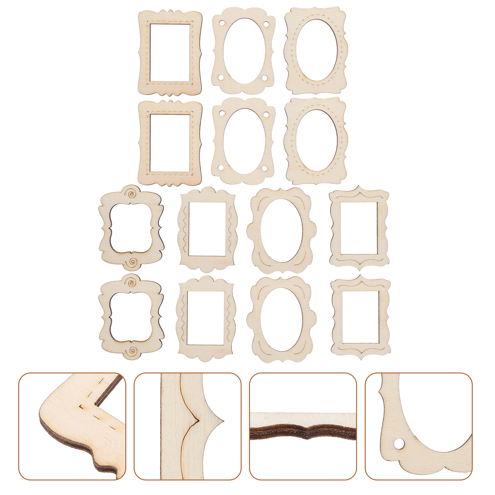 40pcs Mini Handmade Wooden Frames For Diy Wood Photo Frame Home Decor Craft Supplies Sewing Tools Unfinished Frames