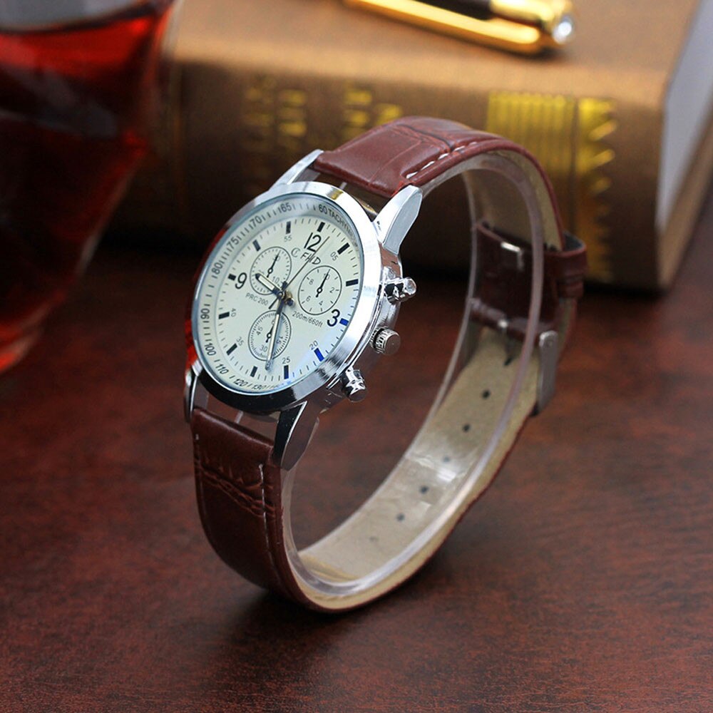 bleu Ray verre montre neutre Quartz simule montre-bracelet Reloj de hombre