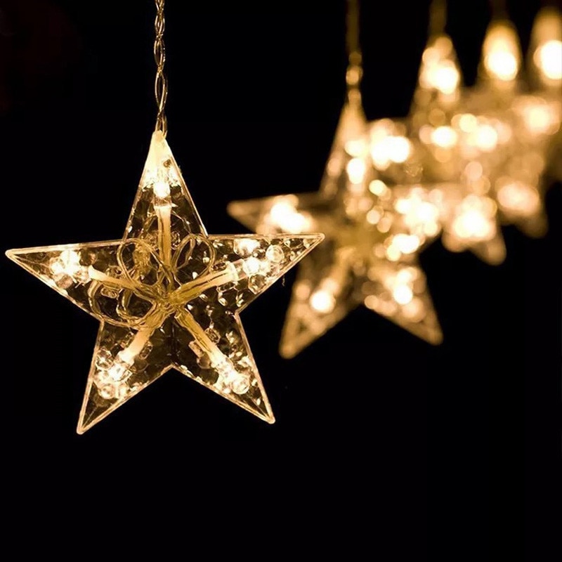 2.5m 138 led moon star fairy lights julestjerne string lys guirlande led gardin til bryllup/hjem/fest/fødselsdagsdekoration