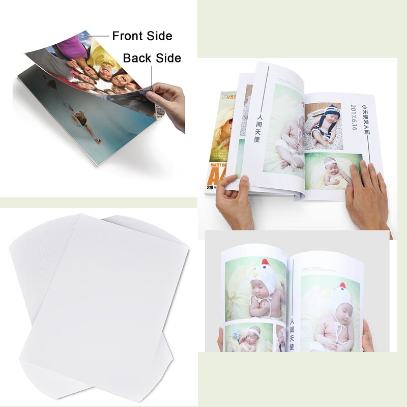 50 Sheets / Pack A4 / A3 Fotopapier 260G/300G Waterdicht Hoogglans Dubbele-zijdig Gecoat Papier, kleur Inkjet Papier