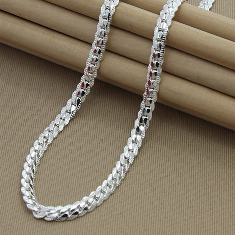 Massief zilveren heren collier, gourmet schakel. Lengte 50 cm