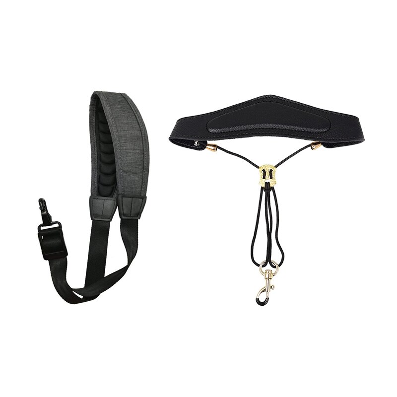 Saxophone Strap Alto Tenor Bari Soprano Sax Neck Strap & Universal Adjustable Soft Leather Saxophone Sax Neck Strap