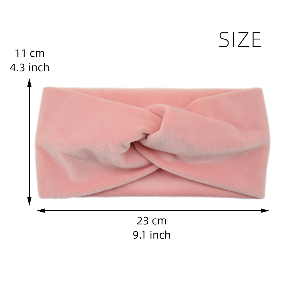 Vinter enkelt korsbånd for kvinner håndlaget ensfarget elastisk knute turban bandasje yoga hårtilbehør