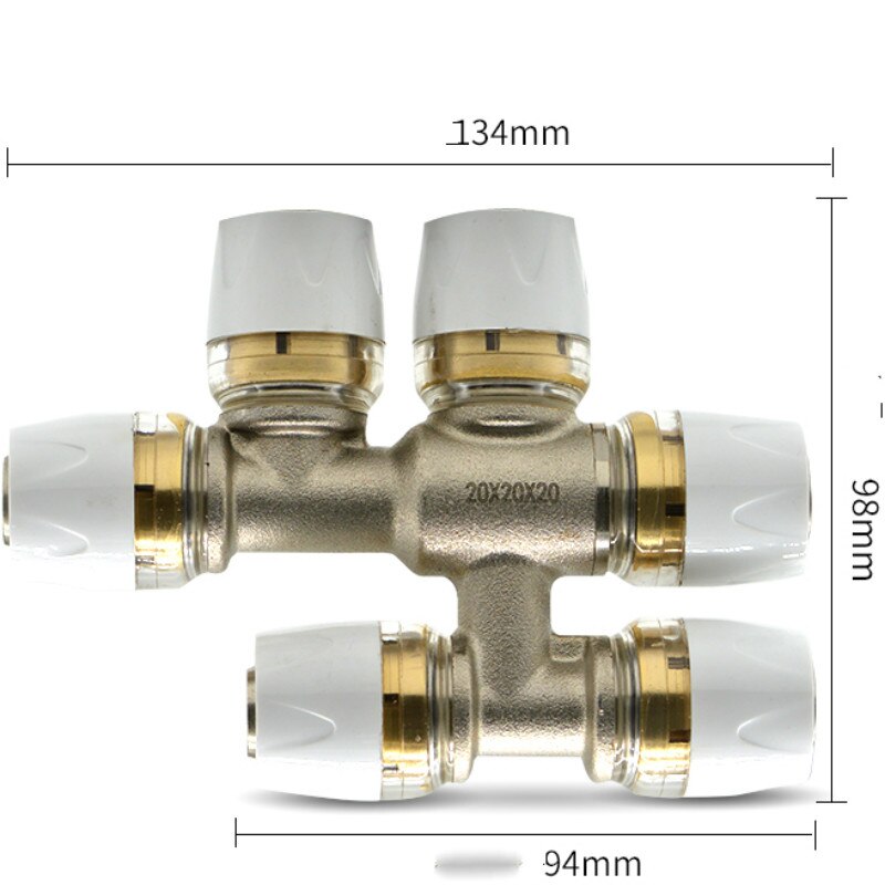 Värmeradiator lika diameter 6- -vägs snabbkoppling adapter av aluminium-plaströr skarv rörkoppling adapter snabbplugg