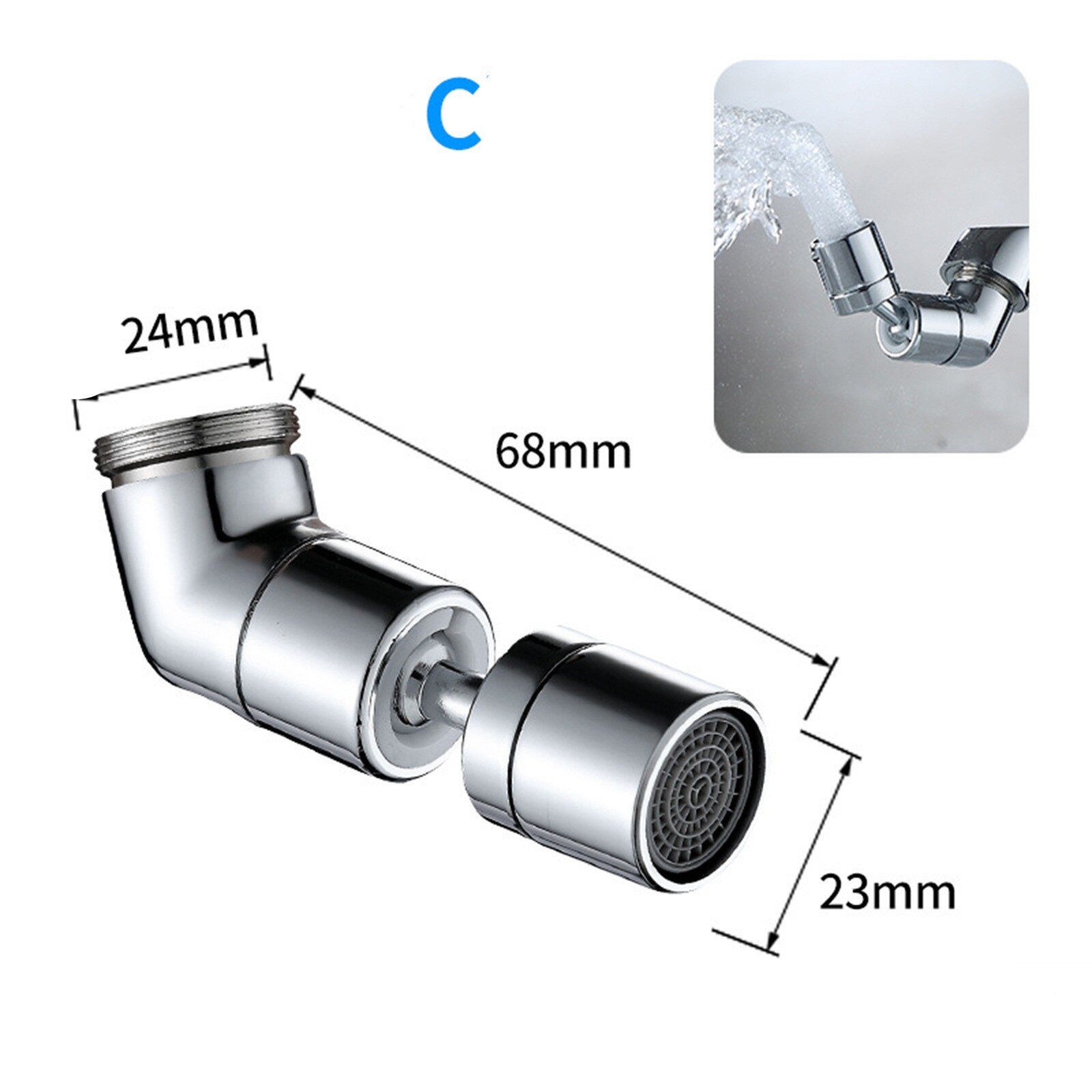 Messing Water Douche Water Draaibare Filter Spuit Saving Tap Kraan Beluchter Spuit Attachment 170-Graden Draaibare Universele Tap