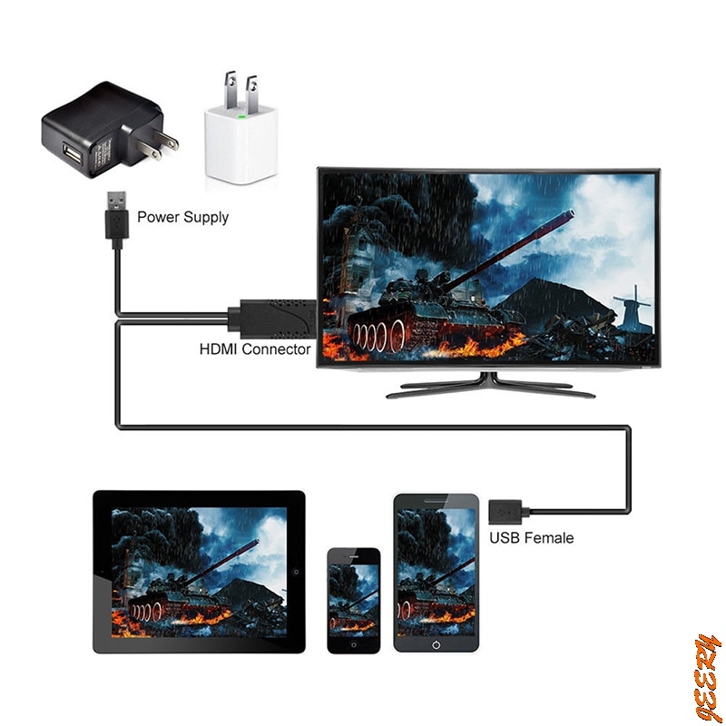2 in 1 USB Female to HDMI Male HDTV Adapter Cable HDTV Adapter Converter Support 1080P for HDTV Projector Displays