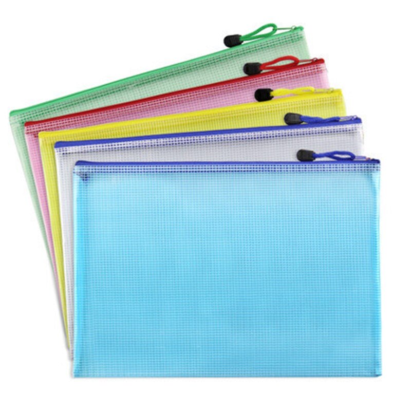 A3/a4/a5/a6 gitter gennemsigtig dokumentpose vandtæt pvc lynlås elev papirvarer pose arkiveringsprodukter taske kontorartikler: A5
