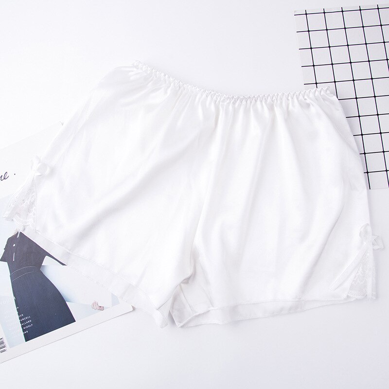 Silk Bow Safety Pants Summer Anti-Exposure Breathable Women Home Wear Boxer Lace Seamless Pantiesant Ropa Interior Femenina: White