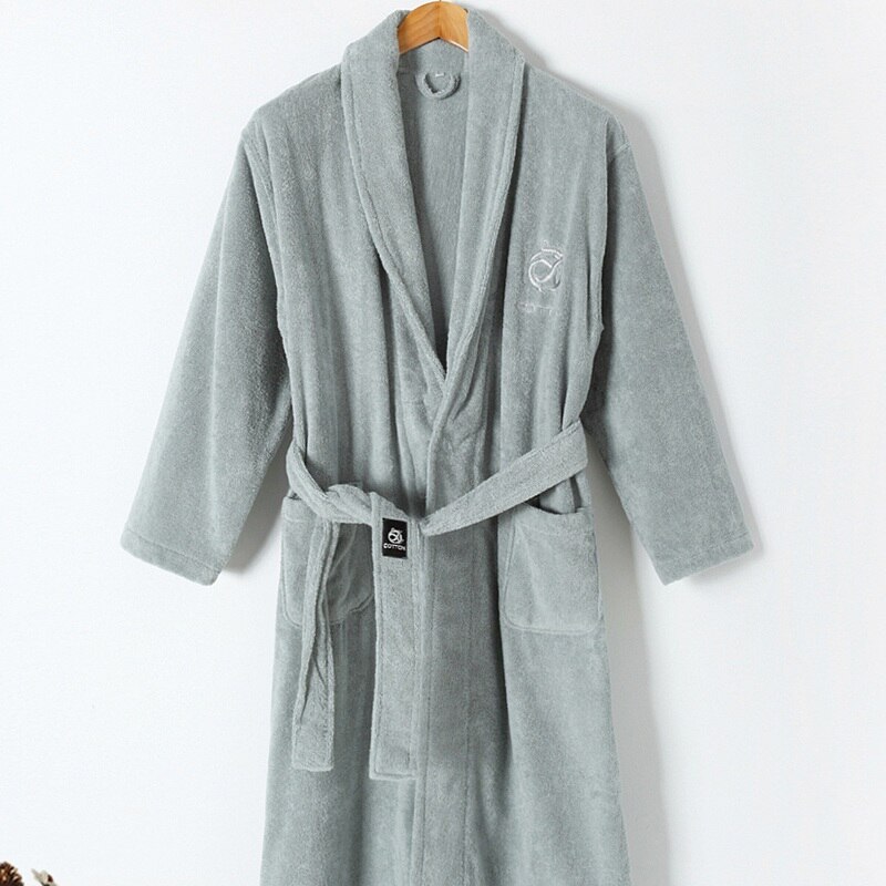 Mit kapuze Männer Bademantel männer Kleid Baumwolle Kimono Kleid Herren Homewear Männlichen Kleid Nachtwäsche Lounges Pyjama Bademäntel Winter Herbst: grau / XXL
