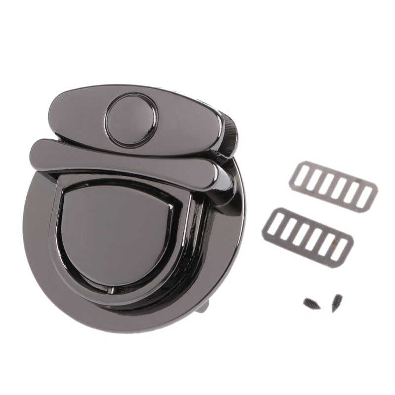 Buckle Twist Lock Hardware For Bag Shoulder Handbag DIY Craft Turn Locks Clasp: Gun black