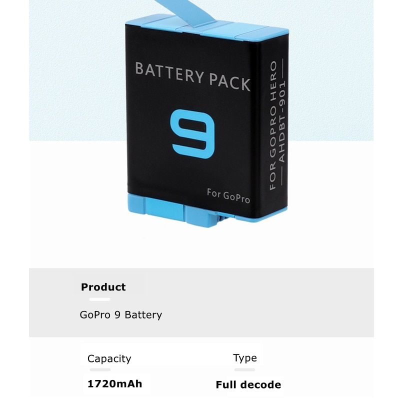 til gopro 9 helt 9 oppladbart litiumbatteri +3 spor ledet lader smart frakt oppbevaringsboks til gå pro helt 9 svart tilbehør
