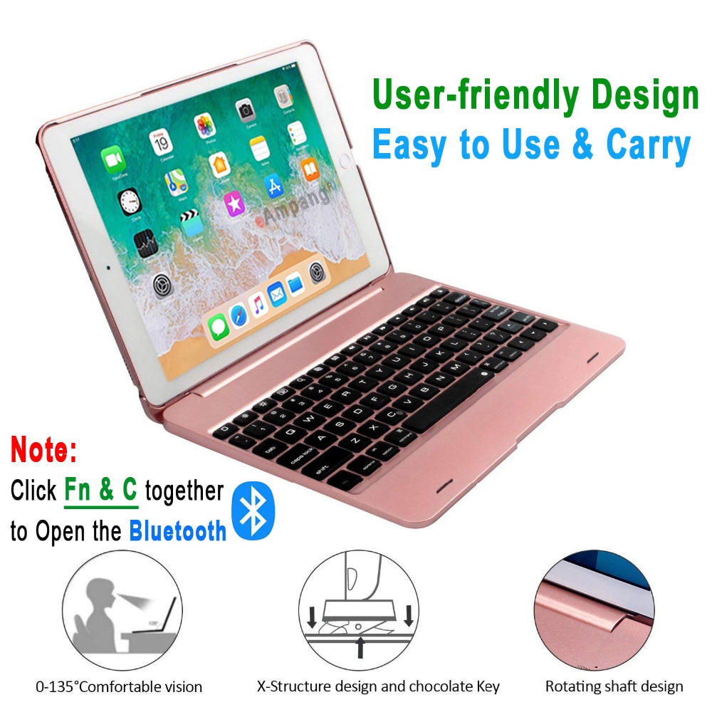 Per iPad 9.7 Cassa Della Tastiera per Apple iPad 9.7 2017 2018 5th 6th Generazione Aria 1 2 5 6 Pro 9.7 4.0 Copertura Della Cassa Della Tastiera di Bluetooth