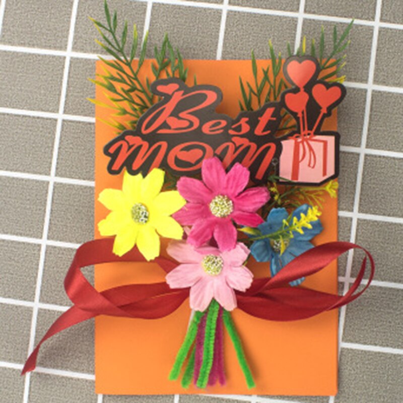 3D Greeting Card for Mother's Day DIY Flower Arrangment Card with Printed Letter Handmade Kit 21*15cm DRSA: e