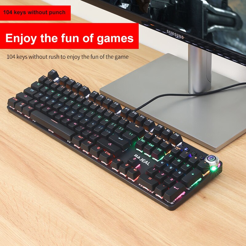 104 Keys USB Wired Gaming Keyboard Mechanical Keyboard Ultra-slim Wired Illuminated Gaming Keyboard For Windows