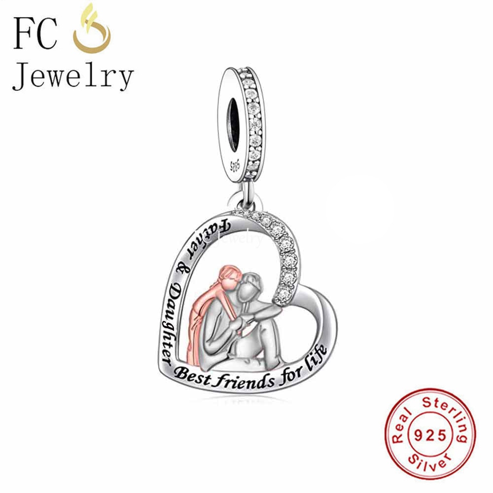 Fc jewelry passendes original charm-armband mit 925 sterling silber perlen für vater und tochter, die beste freunde für immer symbolisieren, zur herstellung von berloque-armbändern für damen.