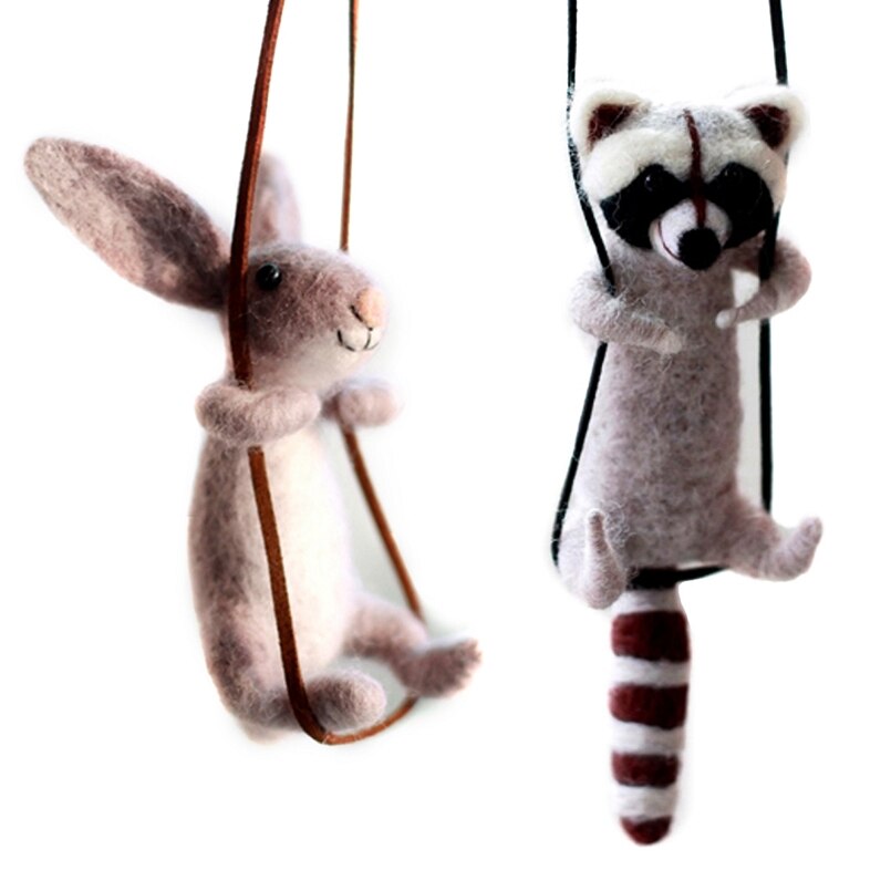Swing Bunny Needle Felting Kit for Beginner, Felting Starter Kit, Contains Enough Felting Wool and Tools, English Manual