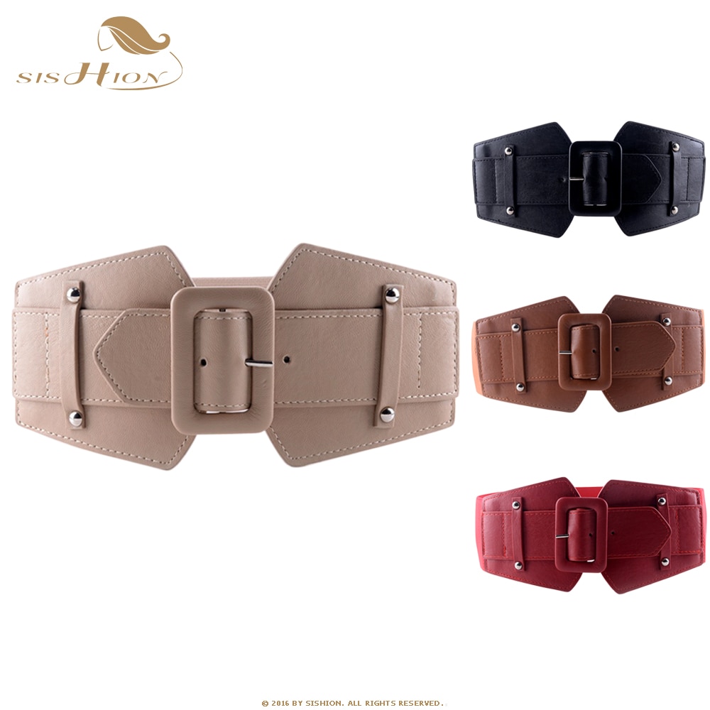Cinturón ancho Vintage de para mujer, cinturones para elásticos de famosa de , cinturones para mujer de traje rojo Camel negro VB0007