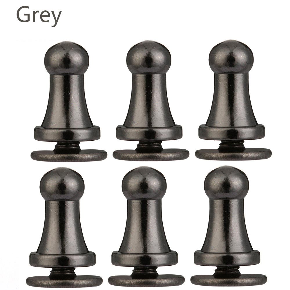 10pcs Monk Head Screws Leather Craft Belt Wallet Solid Brass Nail Rivets Screws Bags Accessories Tacks Clothes: Grey / 7x5mm