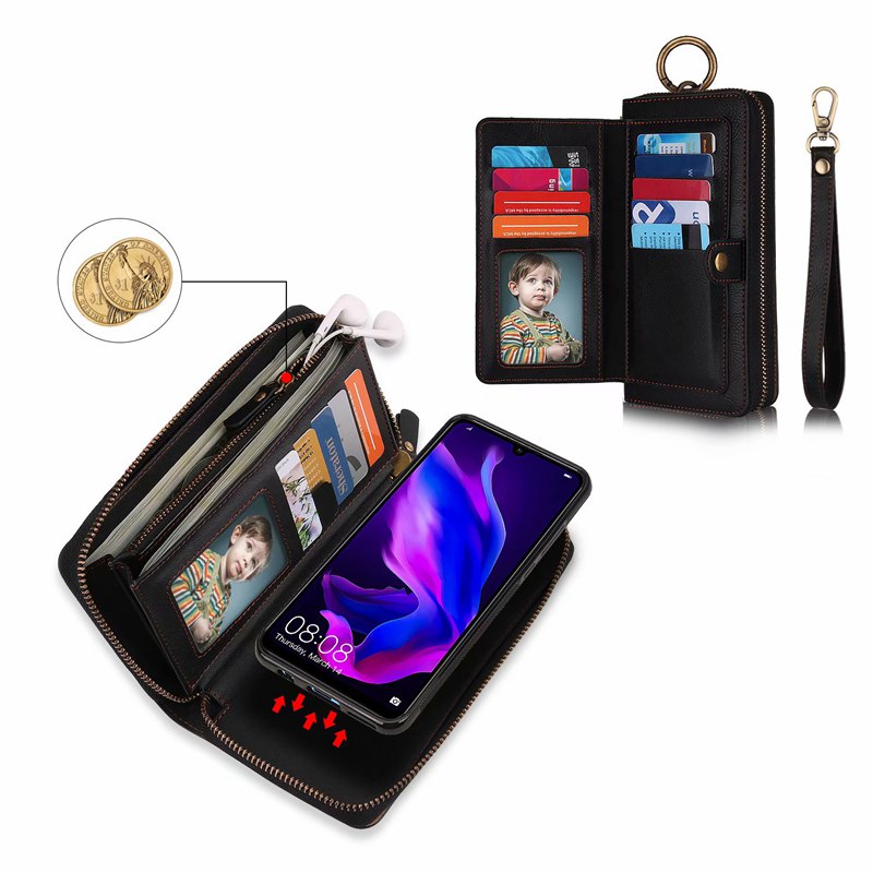 Purse Polsbandje Telefoon Case Voor coque huawei p30 pro lite nova4e Funda Etui Luxe Lederen Beschermende Portemonnee Telefoon Shell Cover tas