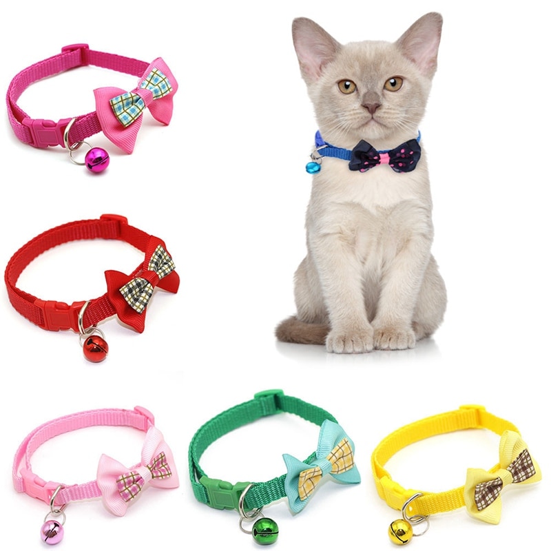 1pc couleur bonbon réglable nœud papillon cloche nœud papillon collier cravate chiot chaton chien chat animal de compagnie directe