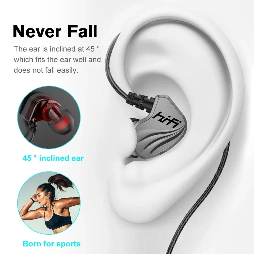 T2000 à prova dwaterproof água esportes binaural com fio fone de ouvido alta fidelidade metal baixo fone esporte estéreo som redução ruído fone