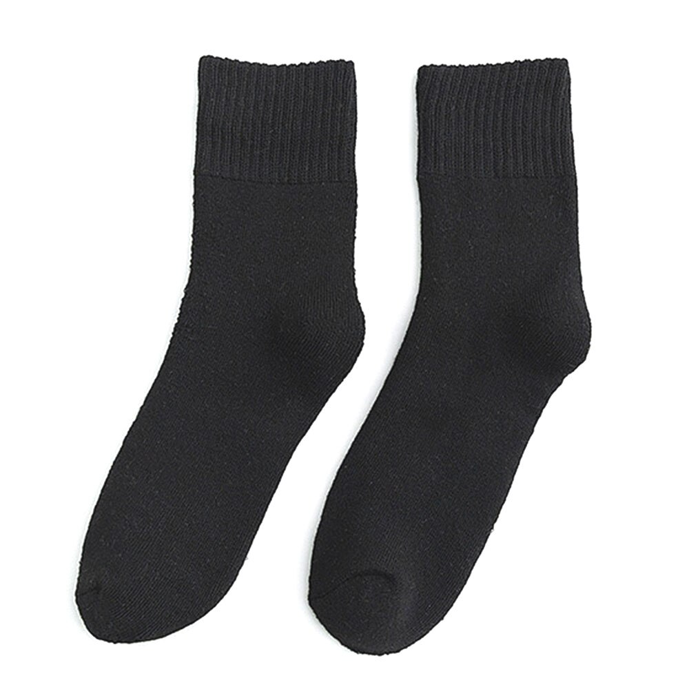 Unisex super tykkere solide sokker merino uld kaninsokker mod kold sne rusland vinter varm sjov glad mandlige mænd sokker: Sort